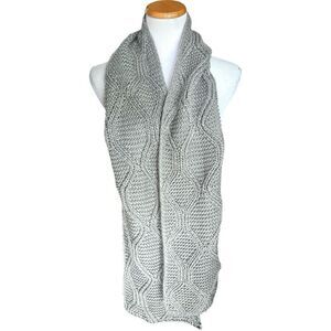 Womens Jessica Simpson Gray Gorgeous Shimmer Metallic Thread Knit Winter Scarf
